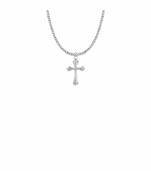 13/16 Inch Sterling Silver Pointed Ends Cross Necklace
