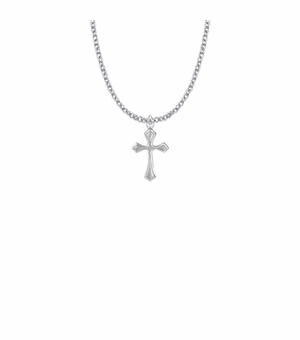 13/16 Inch Sterling Silver Pointed Ends Cross Necklace
