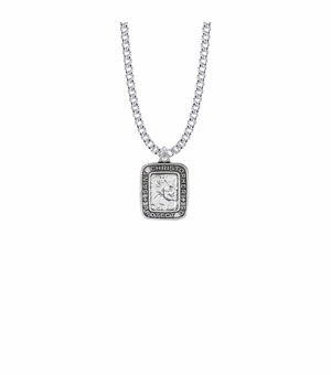 13/16 Inch Sterling Silver Rectangle Antique St. Christopher Medal, Patron Saint of Travelers