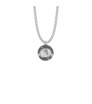13/16 Inch Sterling Silver Round St. Christopher Medal, Patron Saint of Travelers