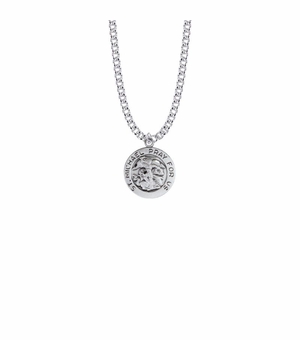 13/16 Inch Sterling Silver Round St. Michael Medal, Patron Saint of Police
