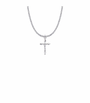 13/16 Inch Sterling Silver Small Pointed Ends Crucifix Necklace