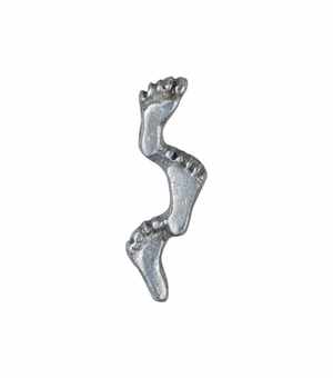 13/16 x 1/4 Inch Pewter Footprints Lapel Pin