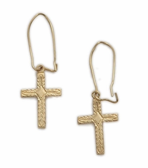 14 Karat Gold Cross Earrings