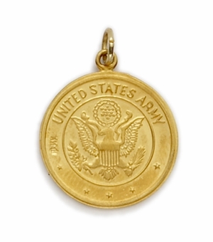 14KT Gold Army Medal with St. Christopher on Back