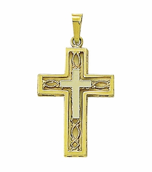 14KT Gold Cross Pendant in a Pierced  Inner Cross Design