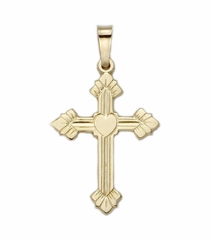 14KT Gold Cross Pendant  in a Point Ends Design