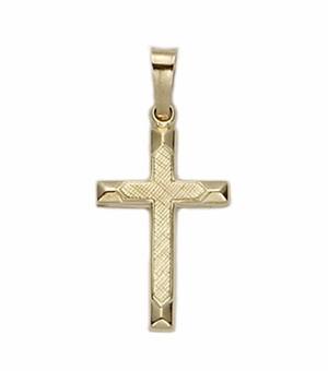 14KT Gold Cross Pendant with Polished Inner Florentine Ends