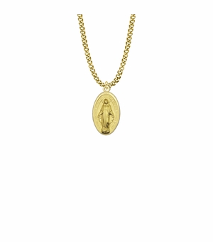 15/16 Inch 10KT Gold Filled Satin Oval Miraculous Medal