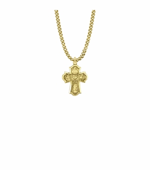 15/16 Inch 10KT Gold Filled Engraved Five Way Medal Necklace