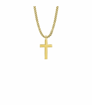 15/16 Inch Brass Gold Plated Boy First Communion Cross Necklace
