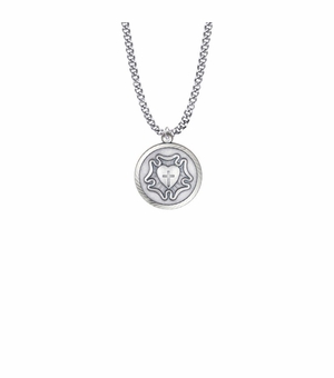 15/16 Inch Nickel Silver Round Lutheran Rose Medal
