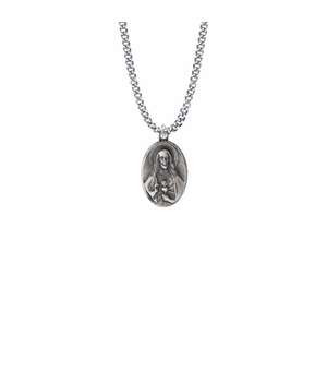 15/16 Inch Pewter Oval Scapular Medal