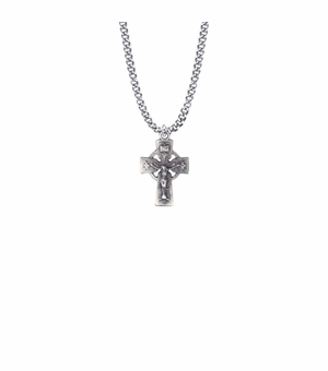 15/16 Inch Pewter Pierced Celtic Crucifix Necklace
