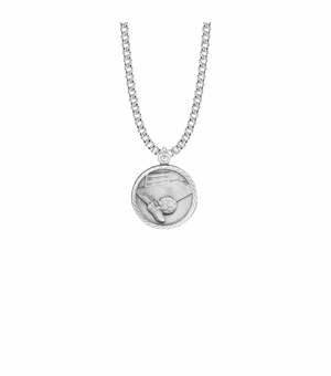 15/16 Inch Round Nickel Silver Boy's Soccer Medal with St. Christopher on Back