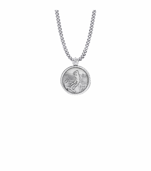 15/16 Inch Round Nickel Silver Girl's Volleyball Medal with St. Christopher on Back