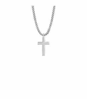 15/16 Inch Silver Plated Boy First Communion Cross Necklace