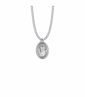 15/16 Inch Silver Plated Oval Saint Padre Pio Medal