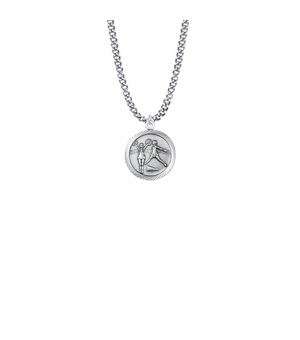 15/16 Inch Sterling Silver Girl's Cheerleading Medal with St. Christopher on Back