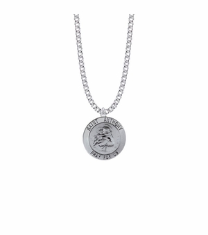 15/16 Inch Sterling Silver Large Round St. Anthony Medal, Patron Saint of Lost Articles