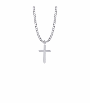 15/16 Inch Sterling Silver Multi-Lined Cross Necklace