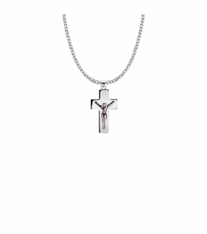 15/16 Inch Sterling Silver Plain Crucifix Necklace