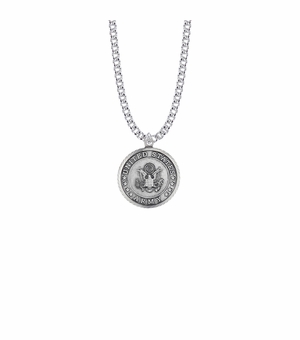 15/16 Inch Sterling Silver U.S. Army Symbol Medal with St. Michael on Back