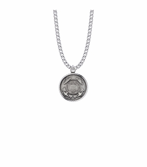 15/16 Inch Sterling Silver U.S. Coast Guard Medal with St. Michael on Back