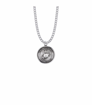 15/16 Inch Sterling Silver U.S. Marine Corps Medal with St. Michael on Back