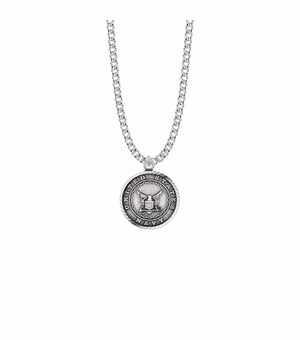 15/16 Inch Sterling Silver U.S. Navy Medal with St. Michael on Back