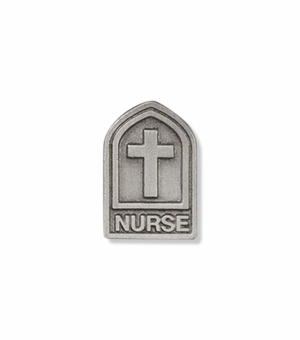15/16 x 5/8 Inch Pewter Nurse Shield Lapel Pin