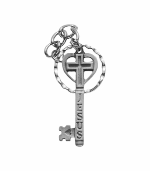 2-1/8 x 3/4 Inch Fine Pewter Jesus Key Chain