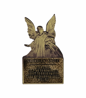 2-3/16 x 1-5/16 Inch Gold Fine Pewter Dear Lord Guardian Angel Visor Clip