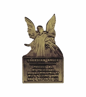 2-3/16 x 1-5/16 Inch Gold Fine Pewter Guardian Angel Prayer Visor Clip