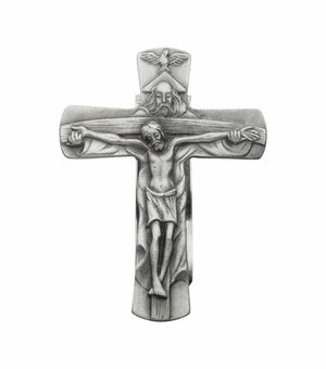 2-3/8 x 1-3/4 Inch Fine Pewter Holy Trinity Crucifix Visor Clip