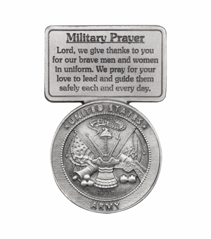 2-5/8 Inch Fine Pewter Army Military Prayer Visor Clip
