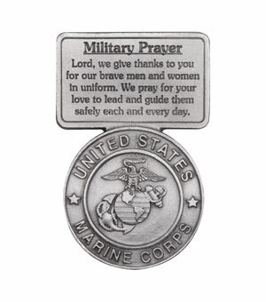 2-5/8 Inch Fine Pewter Marines Military Prayer Visor Clip