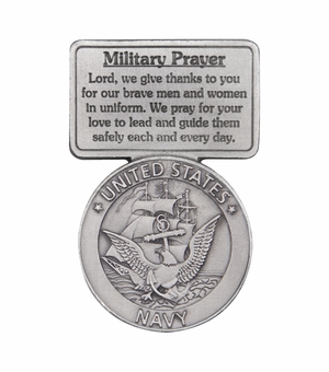 2-5/8 Inch Fine Pewter Navy Military Prayer Visor Clip