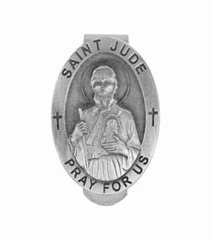 2 Inch Fine Pewter Oval St. Jude, Patron Saint of Hopeless Causes and Desperation Visor Clip