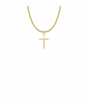 3/4 Inch 10KT Gold Filled Tapered and Pointed Ends Cross Necklace