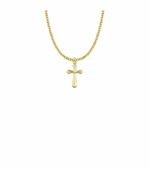 3/4 Inch 14K Gold Plated Over Brass Flared and Pointed Ends Cross Necklace