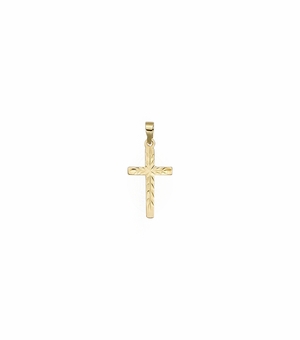 3/4 Inch 14KT Gold Engraved Cross Pendant