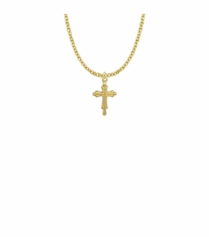 3/4 Inch 14KT Gold Filled Inner Cross and Budded Ends Cross Necklace
