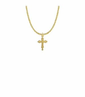 3/4 Inch 10KT Gold Filled Inner Cross and Budded Ends Cross Necklace