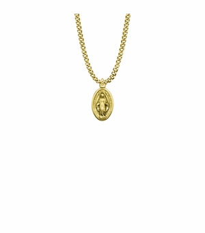 3/4 Inch 14KT Gold Filled Oval Engraved Miraculous Medal