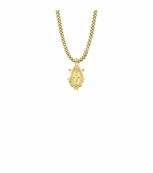 3/4 Inch 10KT Gold Filled Shield Miraculous Medal with Decorative Border