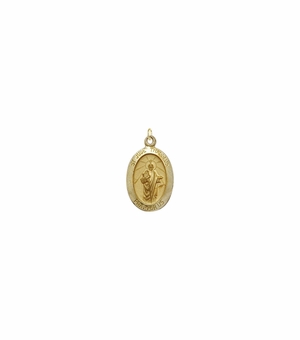 3/4 Inch 14KT Gold Oval St. Jude Medal, Patron Saint of Hopeless Causes and Desperation