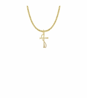 3/4 Inch 14KT Gold Plated Over Sterling Silver Flared and Wired Cross Necklace