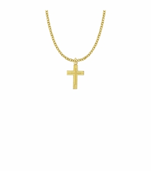 3/4 Inch 14KT Gold Plated Over Sterling Silver Lined and Inner Cross Necklace