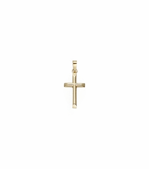 3/4 Inch 14KT Gold Rectangular Beveled Cross Pendant
